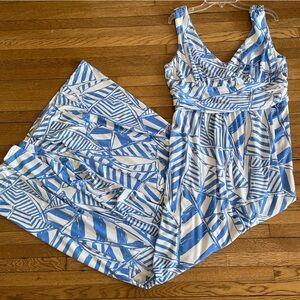 Lilly Pulitzer Womens sailboat maxi dress XL blue white sleeveless
